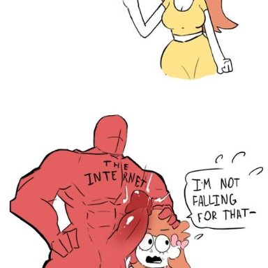 anal, anal sex, artist request, big penis, biting lip, breasts, cross, dialogue, faceless male, full nelson, hair ribbon, maledom, owlturd, parody, penis