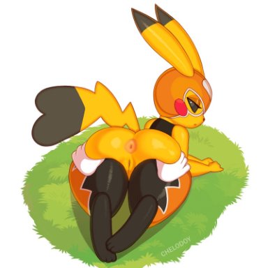 1girl, ambiguous gender, animated, anus, ass, ass grab, big feet, black eyes, bottomless, chelodoy, chubby, cleft tail, cosplay pikachu, disembodied hands, eyelashes