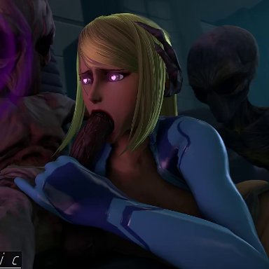 alien, animated, blowjob, doggy style, forced, forced oral, from behind, hand on head, heart-shaped pupils, hypnosis, metroid, mind control, monster, no sound, oral