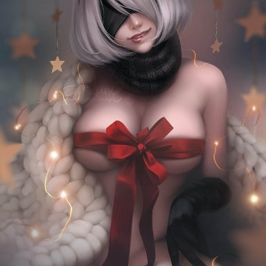 arkuny, christmas, female, nier: automata, solo, yorha 2b