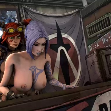 3d, aegissfm, animated, areolae, borderlands, borderlands 2, breasts, dickgirl, female, from behind, futa on female, futanari, gaige, maya, nipples