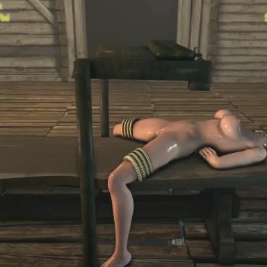 1girl, 3d, animated, balls deep, big dom small sub, bondage, cocksleeve, crossover, cum inflation, cum inside, dead or alive 5, deathclaw, deepthroat, domination, fallout