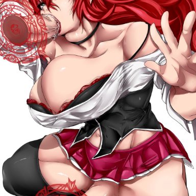 absurdres, autofellatio, balls, big breasts, breasts, cleavage, dickgirl, erection, fellatio, futa only, futanari, high school dxd, highres, large breasts, mamimi (artist)