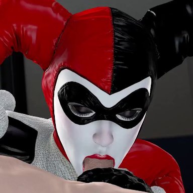 3d, animated, batman (series), cum, cum in mouth, cumshot, dc, erection, female, harley quinn, male, no sound, penis, penis kiss, redmoa