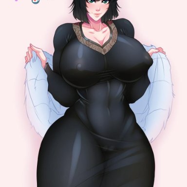 areolae, big breasts, breasts, curvy, female, female only, fubuki, large breasts, law-zilla, looking at viewer, nipples, onepunch man, pussy, see-through, solo