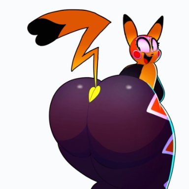 animated, anthro, ass, big butt, big thighs, breasts, butt focus, capdocks, clothed, clothing, cosplay pikachu, digital media (artwork), female, huge ass, huge hips