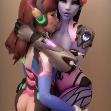 2girls, 3d, animated, ass, d.va, female, female only, looking at viewer, no sound, overwatch, widowmaker, xordel, yuri