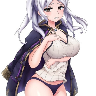 bikini bottom, breast hold, breasts, cleavage, cowboy shot, female, female my unit (fire emblem: kakusei), fire emblem, fire emblem heroes, fire emblem: kakusei, hand on chest, hand on own chest, high resolution, jewelry, large breasts