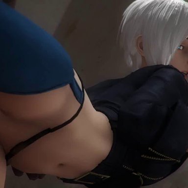 3d, angel (kof), animated, dark skin, dark-skinned male, erection, female, interracial, kallenz, king of fighters, male, penetration, penis, pussy, sex