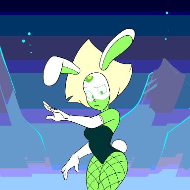 1girl, animated, armwear, ass, breasts, bunny costume, bunny ears, bunnysuit, costume, egg, elbow gloves, gem (species), gloves, jesusache, peridot (steven universe)