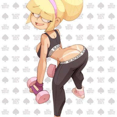 ass, bigdad, blacked, blonde hair, breasts, disney, dumbbell, edit, eyebrows, female, female only, gravity falls, hairband, huge ass, human