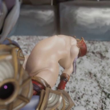 1futa, 1girl, 3d, animated, areolae, big breasts, bouncing breasts, breasts, chest bulge, dickgirl, draenei, equine penis, erection, female, futa on female