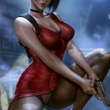 ada wong, breasts, cleavage, female, female only, high heels, logan cure, looking at viewer, panties, pantyhose, resident evil, solo