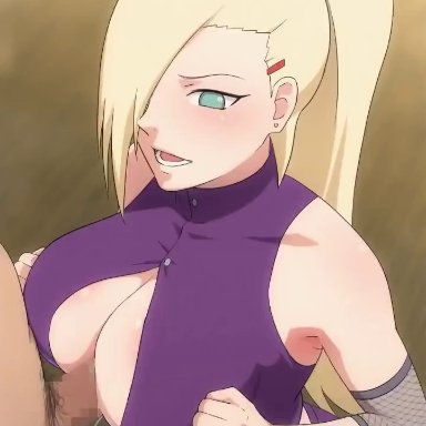 1boy, 1girl, 2019, animated, aqua eyes, bangs, bare shoulders, big breasts, blonde hair, blush, breasts, censored, cleavage, clothed female nude male, crop top