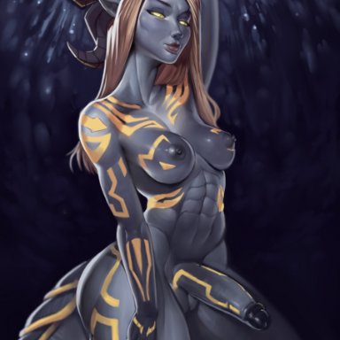 1futa, abs, areolae, ass, balls, big ass, big breasts, big butt, big penis, body markings, breasts, dickgirl, draenei, erect penis, erection