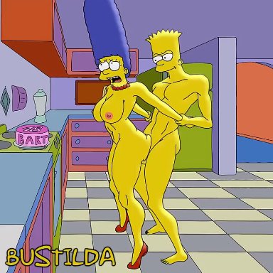 !, after orgasm, aged up, ahe gao, animated, areolae, arm grab, arms held back, artist name, ass, balls, bart simpson, big ass, big hair, big penis
