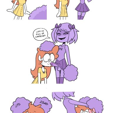 1futa, 1girl, blowjob, cheerleader, cum, futa on female, futanari, miscon, oral, oral sex, owlturd, pom poms, pov, redhead, rule 63