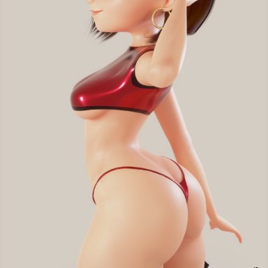 3d, ass, breasts, cleavage, female, female only, helen parr, looking at viewer, looking back, mavixtious, panties, solo, the incredibles, thighhighs, underboob