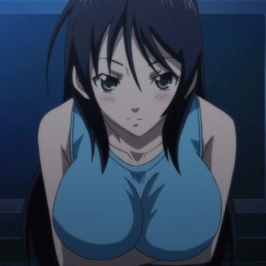 1girl, 2d, amazing breasts, animated, animated gif, areolae, big boobs, big tits, black hair, blush, boobs, boobs drop, bouncing breasts, breasts, cleavage