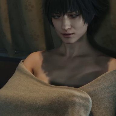 2girls, 3d, animated, ass, black hair, capcom, cleavage, devil may cry, devil may cry 5, female, glasses, lady (devil may cry), nicoletta goldstein, no sound, nude