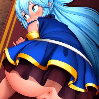 1girls, anus, aqua (konosuba), ass, blush, female, female only, kono subarashii sekai ni shukufuku wo!, neocoill, pussy, solo