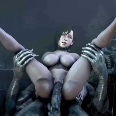 1monster, 3d, ada wong, animated, big breasts, bouncing breasts, leg grab, monster, pantslessanimations, pleasure rape, rape, regenerator, resident evil, sound, spread legs