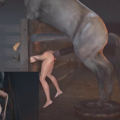 1animal, 3d, animated, dead or alive, female on feral, horse, horse cock, huge breasts, huge cock, johndoe1970, larger feral, no sound, questionable consent, size difference, tagme