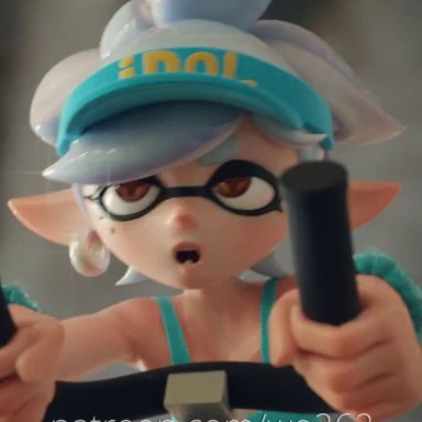 3d, animated, anus, ass, dildo, earrings, female, inkling, marie (splatoon), nintendo, no panties, no sound, pointy ears, pussy, sex toy