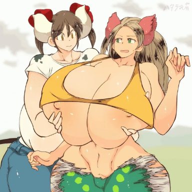 animated, big breasts, hataraki ari, huge breasts, parra, sukimi (hataraki)