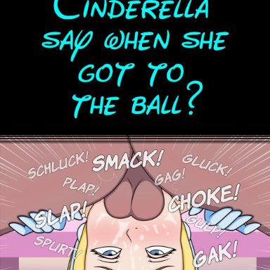 ball, balls deep, cinderella, cinderella (character), cinderella (disney), deepthroat, disney, fellatio, high resolution, hyoreisan, instant loss, instant loss 2koma, lying, lying down, lying on back