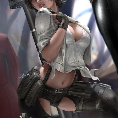 1girls, breasts, cleavage, devil may cry, devil may cry 5, female, female only, lady (devil may cry), pinup, solo, zumi