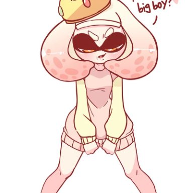 2d animation, animal humanoid, animated, blush, breasts, cephalopod, cephalopod humanoid, clothing, clothing lift, crown, dialogue, diives, english text, female, footwear