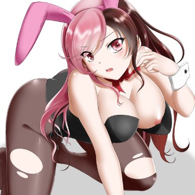 1girls, areolae, big breasts, breasts, bunny ears, bunny girl, bunnysuit, cleavage, female, female only, kimmy77, large breasts, looking at viewer, neo (rwby), nipples