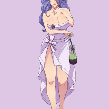 1girls, absurdres, alternate costume, barefoot, big breasts, big sister, camilla (fire emblem), fire emblem, fire emblem fates, fire emblem heroes, hot spring, huge breasts, looking at viewer, purple hair, seductive