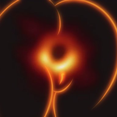 anus, ass, bent over, black hole, breasts, female, gaping, gaping anus, looking at viewer, looking back, messier 87, not furry, panken, personification, pussy