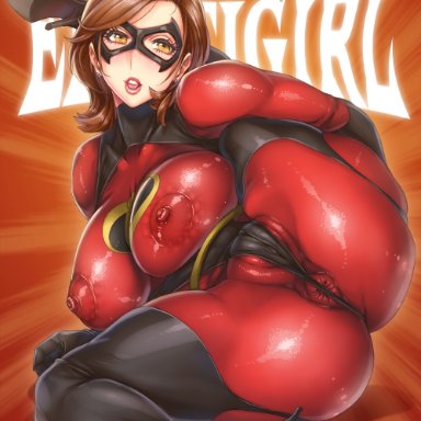 1girls, anus, areolae, big breasts, breasts, female, female only, helen parr, large breasts, looking at viewer, momofuki rio, nipples, pussy, solo, spread legs