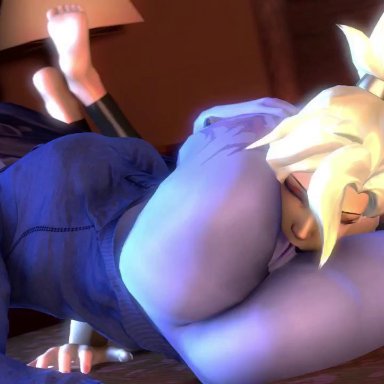 2girls, 3d, animated, ass, blizzard entertainment, blonde hair, cunnilingus, female, female only, larryjohnsonsfm, licking, mercy, oral, overwatch, pussy