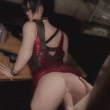 3d, ada wong, animated, anus, ass, black hair, blender, capcom, female, male, no panties, penis, pussy, rastafariansfm, resident evil