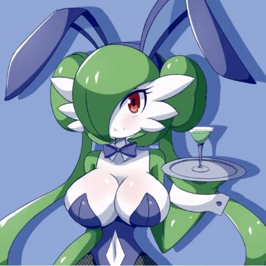 alternate hairstyle, animated, bouncing breasts, breasts, bunnysuit, female, gardevoir, pokemon, rosa (pokemon), solo, zanatemx