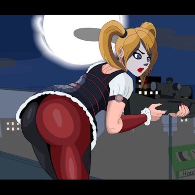 2girls, animated, bent over, blonde hair, catwoman, dc, facepaint, female, female only, harley quinn, licking pussy, shadman, sniffing ass, sound, thehoaxxx