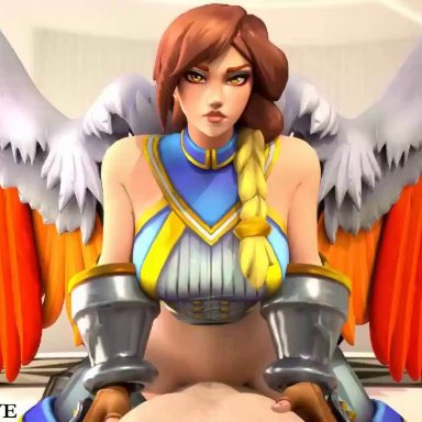 3d, angel, animated, anus, ass, cowgirl position, evilaudio, female, furia (paladins), geckoscave, huge ass, huge breasts, huge cock, male, paladins