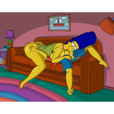 69, 69 position, age difference, animated, balls, bart simpson, big ass, big breasts, facesitting, g-string, large breasts, larger female, marge simpson, milf, mother