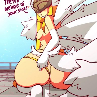 1girls, angel, angewomon, animated, ass, big ass, blonde hair, breasts, clothes, digimon, diives, elbow gloves, female, female only, gloves