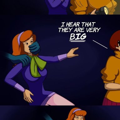 3koma, ahe gao, arms behind back, breasts outside, captured, daphne blake, eyes rolling back, helpless, huge cock, hyoreisan, monster, rape, red hair, scooby-doo, stomach bulge