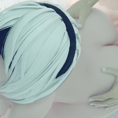 3d, animated, ass, ass grab, blender, blindfold, breasts, female, from behind, male, midnightsfm, nier, nier: automata, nipples, nude