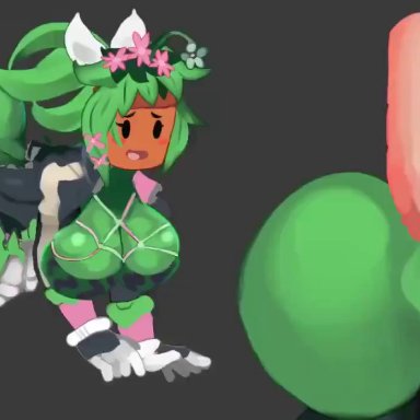 animated, anus, ass, blaster master zero 2, blush, female, kanna (blaster master), no sound, penis, plant, plant girl, tagme, watermelon bra, watermelon nets, webm