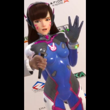 3d, animated, bottomless, d.va, female, female only, jefferson negus, looking at viewer, lvl3toaster, no sound, overwatch, ripped clothing, ripping clothing, solo, tagme