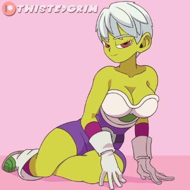 1girls, alternate version available, animated, bouncing ass, bouncing breasts, cameltoe, cheelai, cleavage, curvy, dragon ball, dragon ball super broly, erect nipples, female, huge areolae, huge breasts