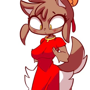 animal ears, animated, anthro, baozi, breasts, breasts out, chinese clothes, diives, exposed breasts, female, flashing, missmoonified, nipples, ripped clothing, solo