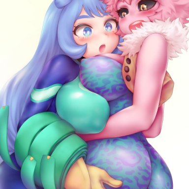 2girls, ass, big ass, big breasts, blush, breasts, cleavage, female, female only, large breasts, mina ashido, my hero academia, nejire hadou, open mouth, shpo